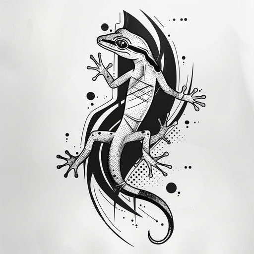 Modern flat tattoo sketch of a minimalist gecko