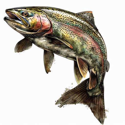 Realistic fish tattoo design on white background