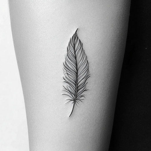 Classic flat tattoo sketch for women with black and gray feather