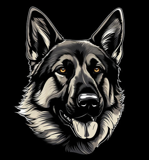 German Shepherd Dog, Graphic Black and White Art, RTX On
