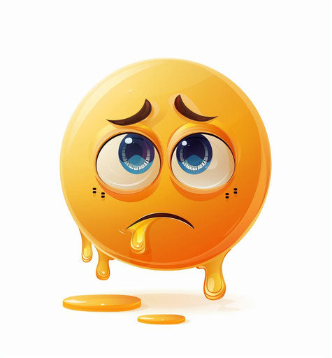 Sad emoji with tears on white background