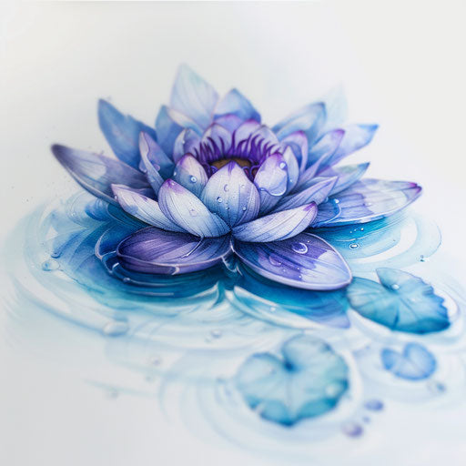 Concept of a lotus flower water tattoo floating on water