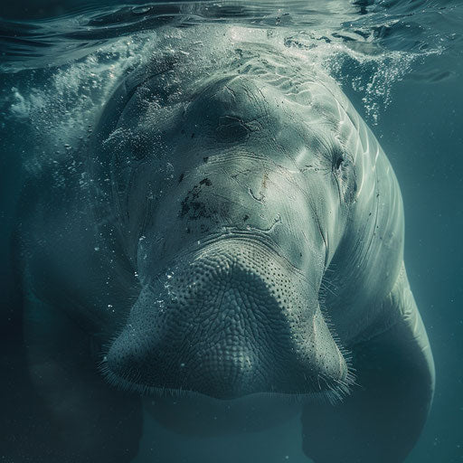 Serene expression of a dugong underwater