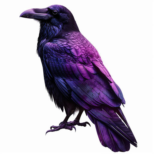 Raven clipart in photo realistic style with a flat random background, vibrant tones and enhanced clarity