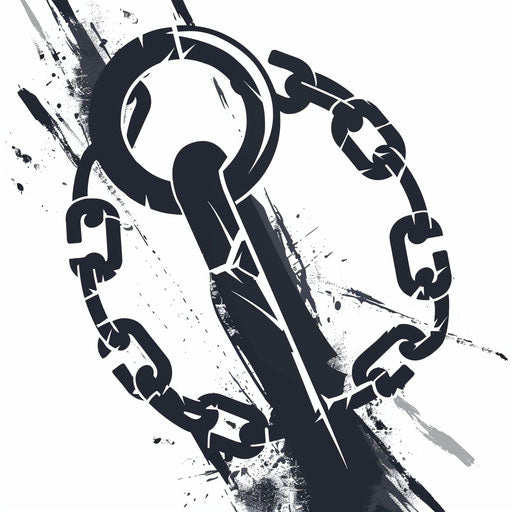 Broken chain, symbol of freedom with space for name