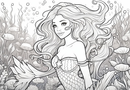 Underwater mermaid coloring pages to print