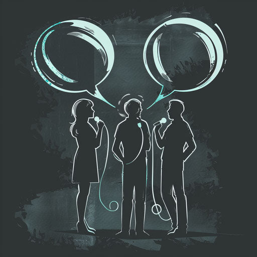 Communication clipart rendered in a realistic style on a flat, dark charcoal background, accentuating dramatic contrast and intricate detail