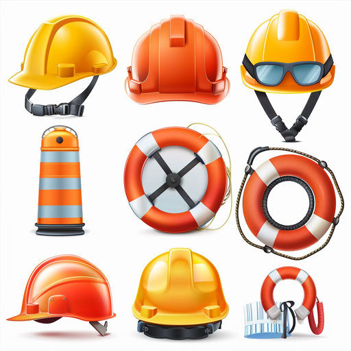 Realistic safety clipart on flat white background