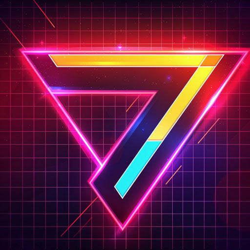 Retro 80s logo for sale with neon colors and grid background