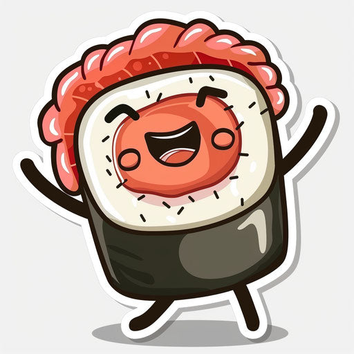 Cute dancing sushi roll character