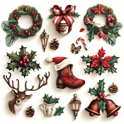 Photo-realistic happy holidays clipart with flat white background