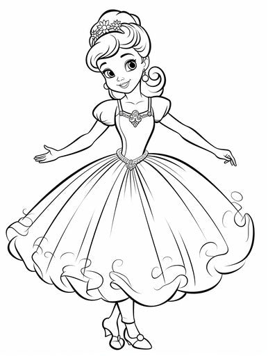 The ballerina in a dress, free coloring pages for children