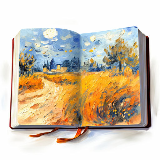 Newspaper clipart in the Impressionistic Art style, on white background