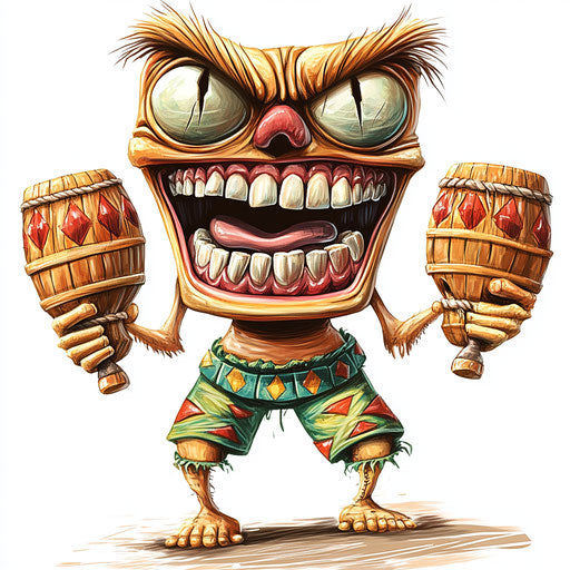 Humorous caricature of maracas with human characteristics