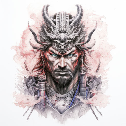 Misty samurai: violent clowncore tattoo motif