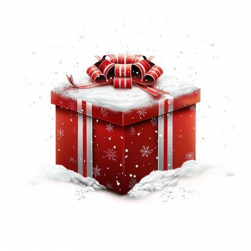 Realistic Christmas gift clipart on flat white background