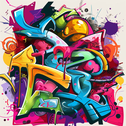 Flat tattoo sketch of urban street art graffiti mural