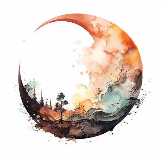 Half moon in oil painting style