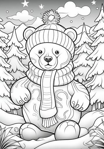 Winter snowmen coloring pages in toyism style