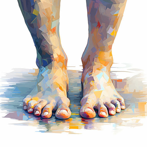 Toes illustration in the style of impressionistic art, on white background