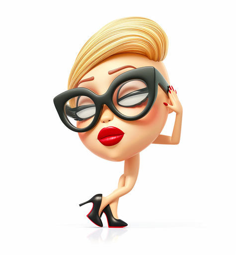 Female head saluting with glasses and red lipstick