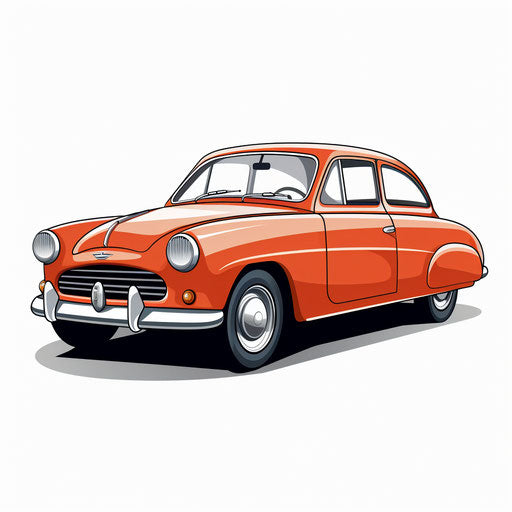 Car clipart png in the Minimalist style, on white background