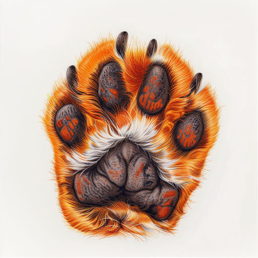 Realistic paw clipart on flat white background, bright colors and smooth finishes