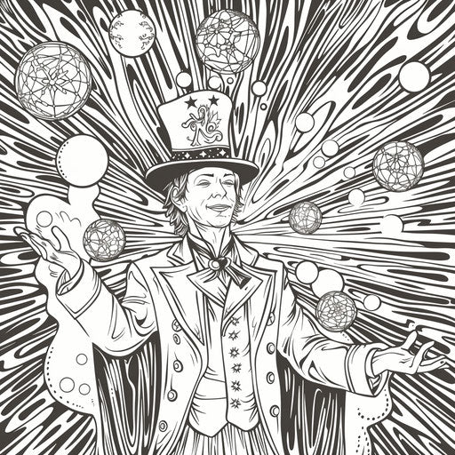 Magician juggling glowing crystal balls