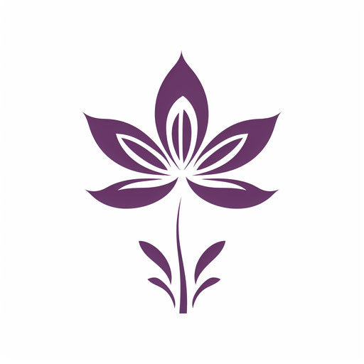 Purple flower in Minimalist style on white background