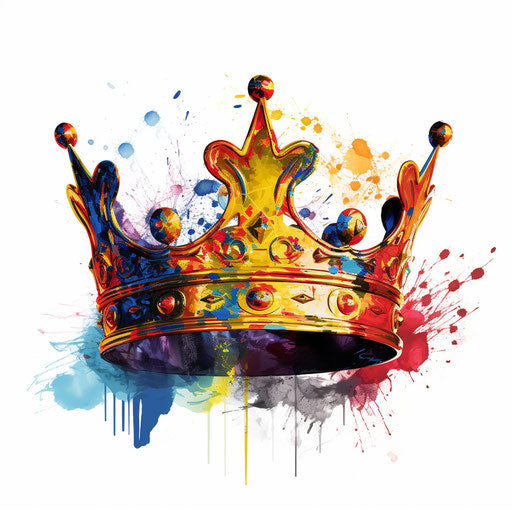 Queen crown clipart in the style of Impressionistic Art, on a white background
