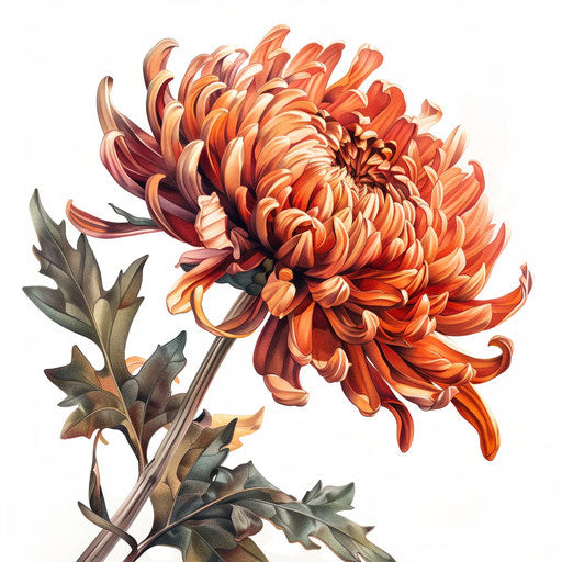 Hyper-realistic chrysanthemum on white background