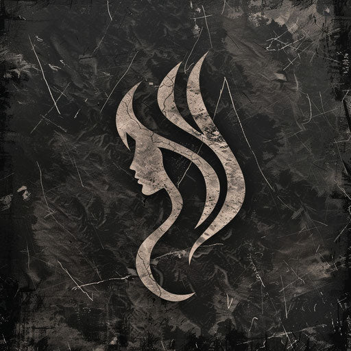 Edgy salon logo with grunge fonts on dark, textured background