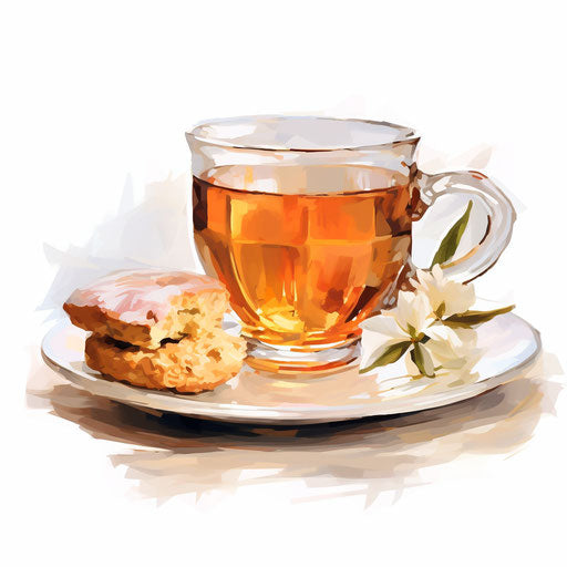 Tea clipart in the style of Impressionistic Art