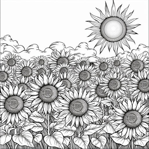 Sun over a field of sunflowers