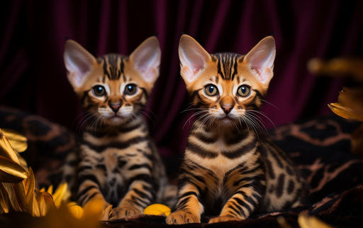 Bengal kittens with eyes gazing off into space