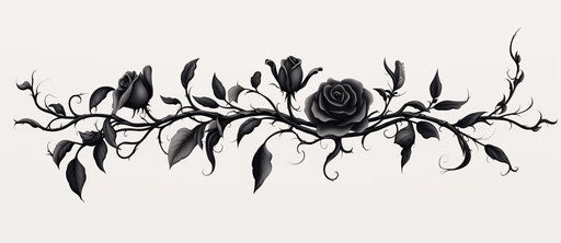 Black rose tattoo design, southern gothic-inspired