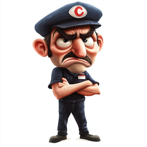 Caricature of a postman with human characteristics