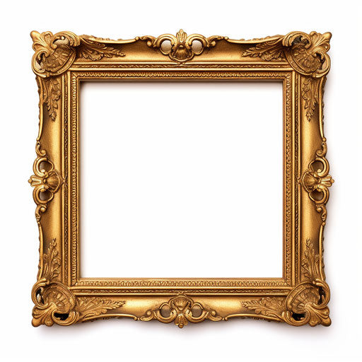 Picture frame clipart in the style of Oil painting, on white background