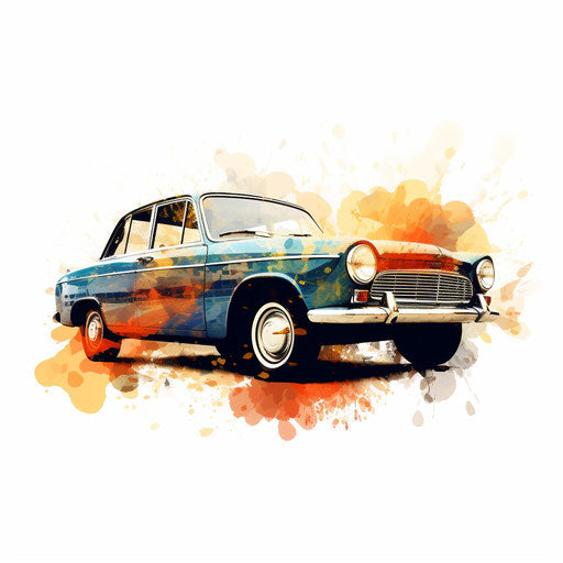 Car silhouette in the style of Impressionistic Art on white
