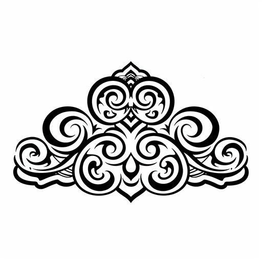 Bold tribal-inspired cloud tattoo design on white background