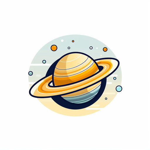 Saturn clipart in minimalist style, on a white background