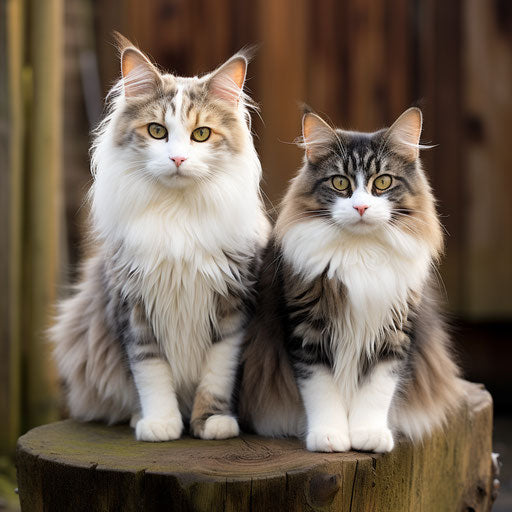 Two Norwegian forest cats