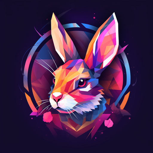 Colorful rabbits logo with expressive character design