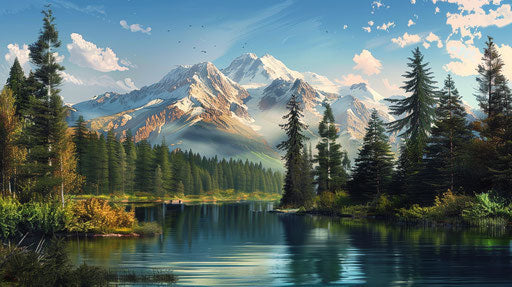 Bob Ross style painting of Pikes Peak Colorado 16:9