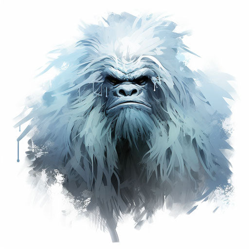 Yeti illustration in the style of Chiaroscuro Art on white background