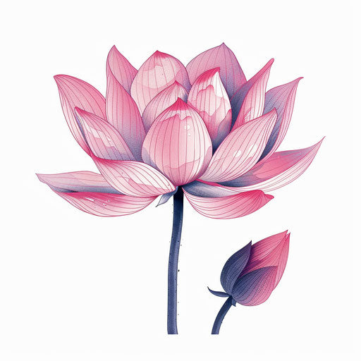 Japanese lotus flower tattoo in flat graphic design