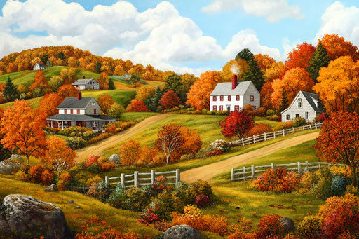 Picturesque countryside scene in New England