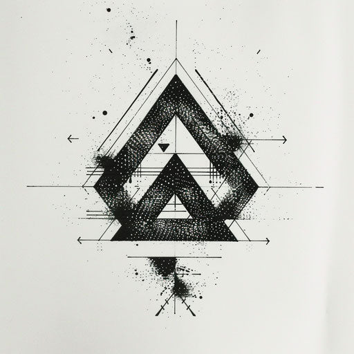 Digital triangle tattoo design with pixel art themes