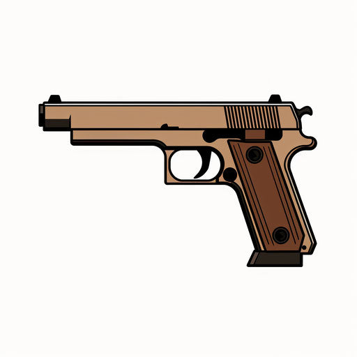 Minimalist gun illustration on white background