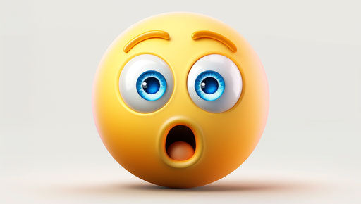 Shy emoji with two eyes and open mouth, yellow and blue gradient color